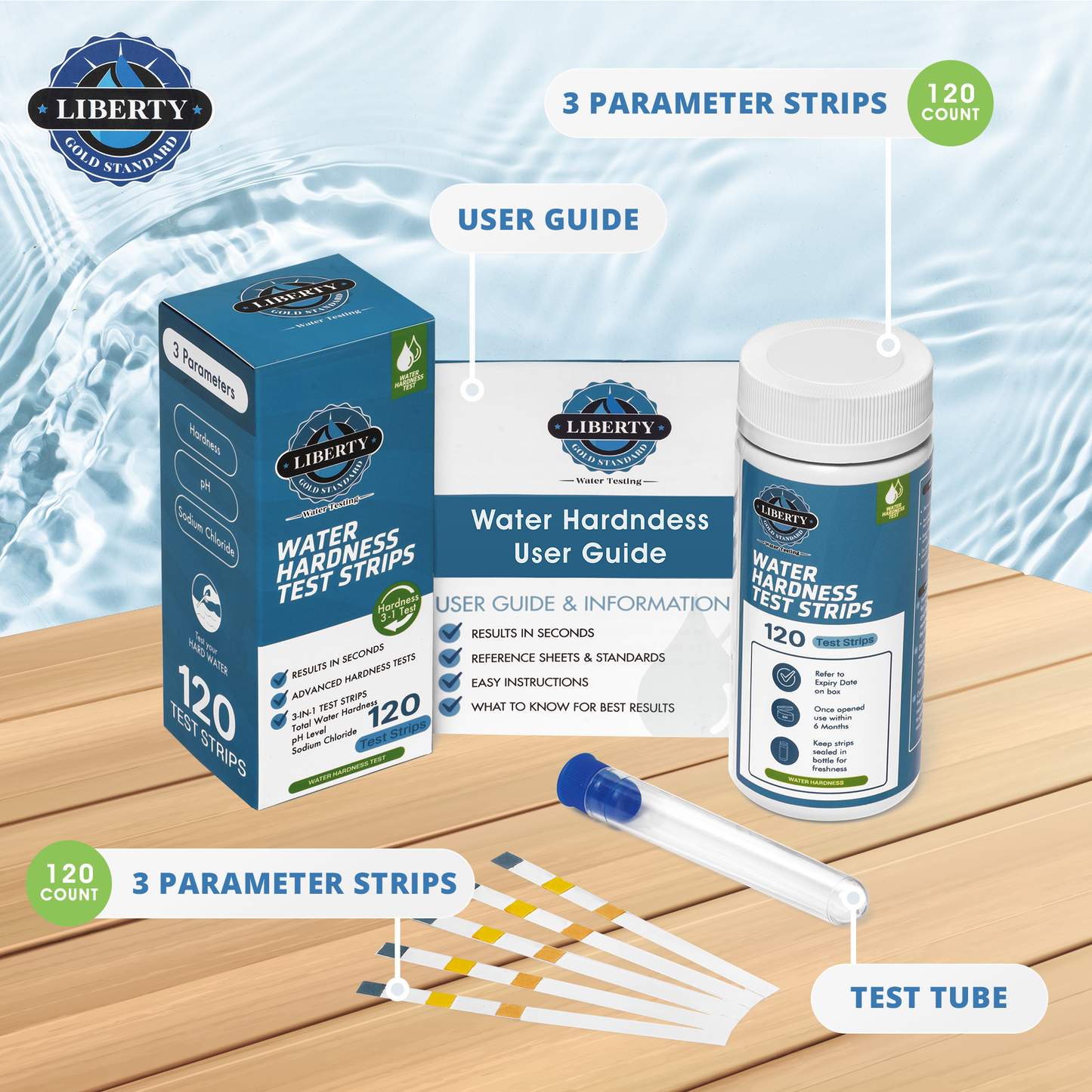 Water Hardness 3-1 Test Strips: Testing Hard Water, pH and Salt in Your Home, Drinking Water or Well