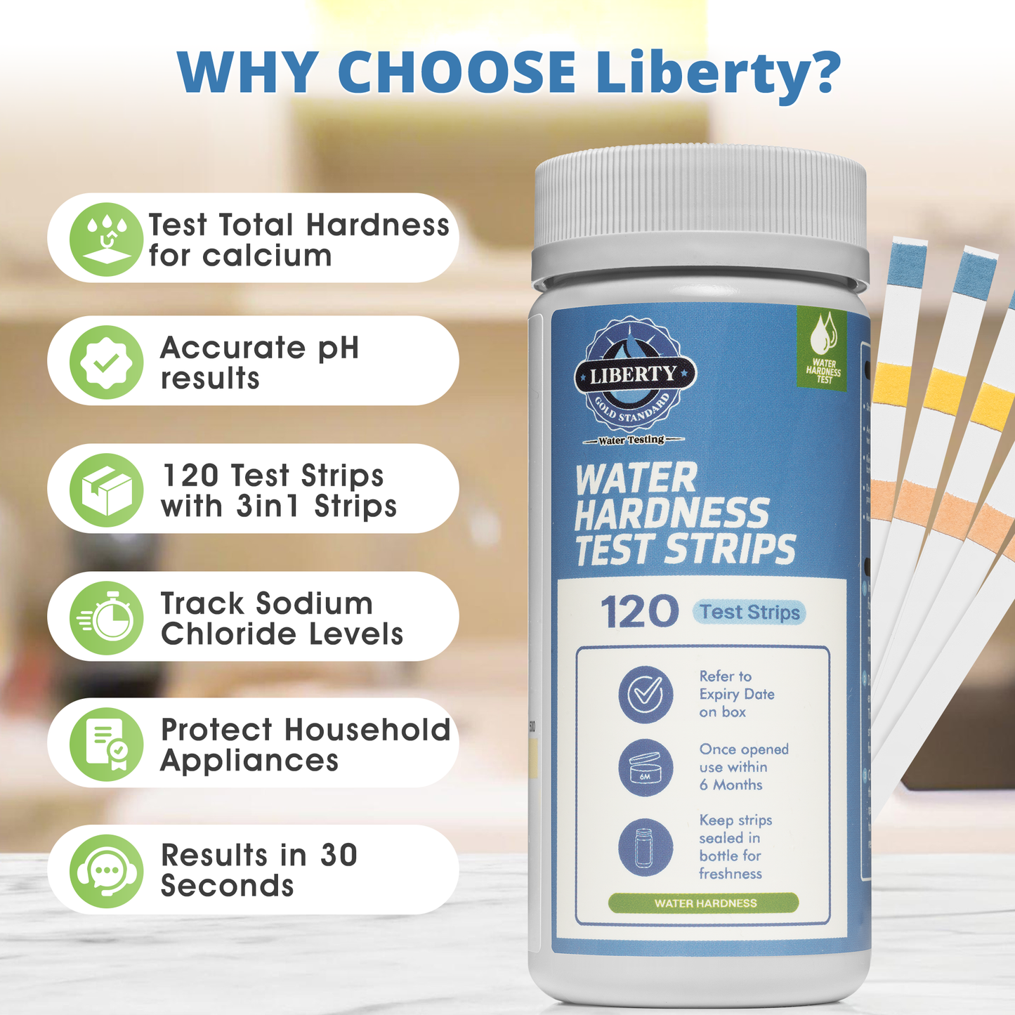 Water Hardness 3-1 Test Strips: Testing Hard Water, pH and Salt in Your Home, Drinking Water or Well