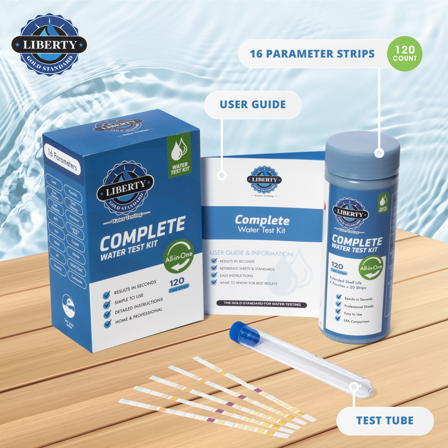 Teste de água completo (kit de 121 peças) para água potável doméstica, poços, com 16 testes exclusivos